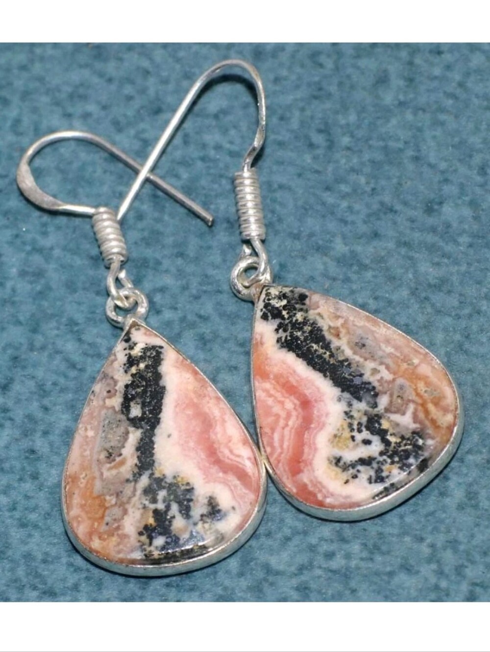 Rhodochrosite Gemstone 925 Sterling Silver Handmade Drop Dangle Earrings